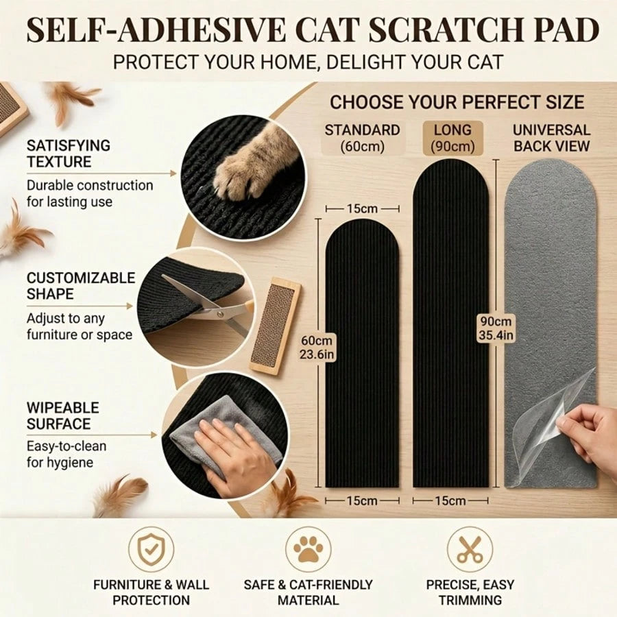 Self-Adhesive Cat Scratching Boards – Wall & Sofa Scratch Pads (Set of 2 pieces)