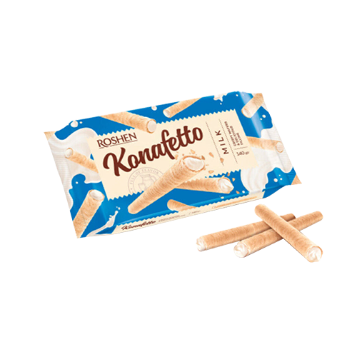 ROSHEN Konafetto Wafer roll with milk cream filling (140g)