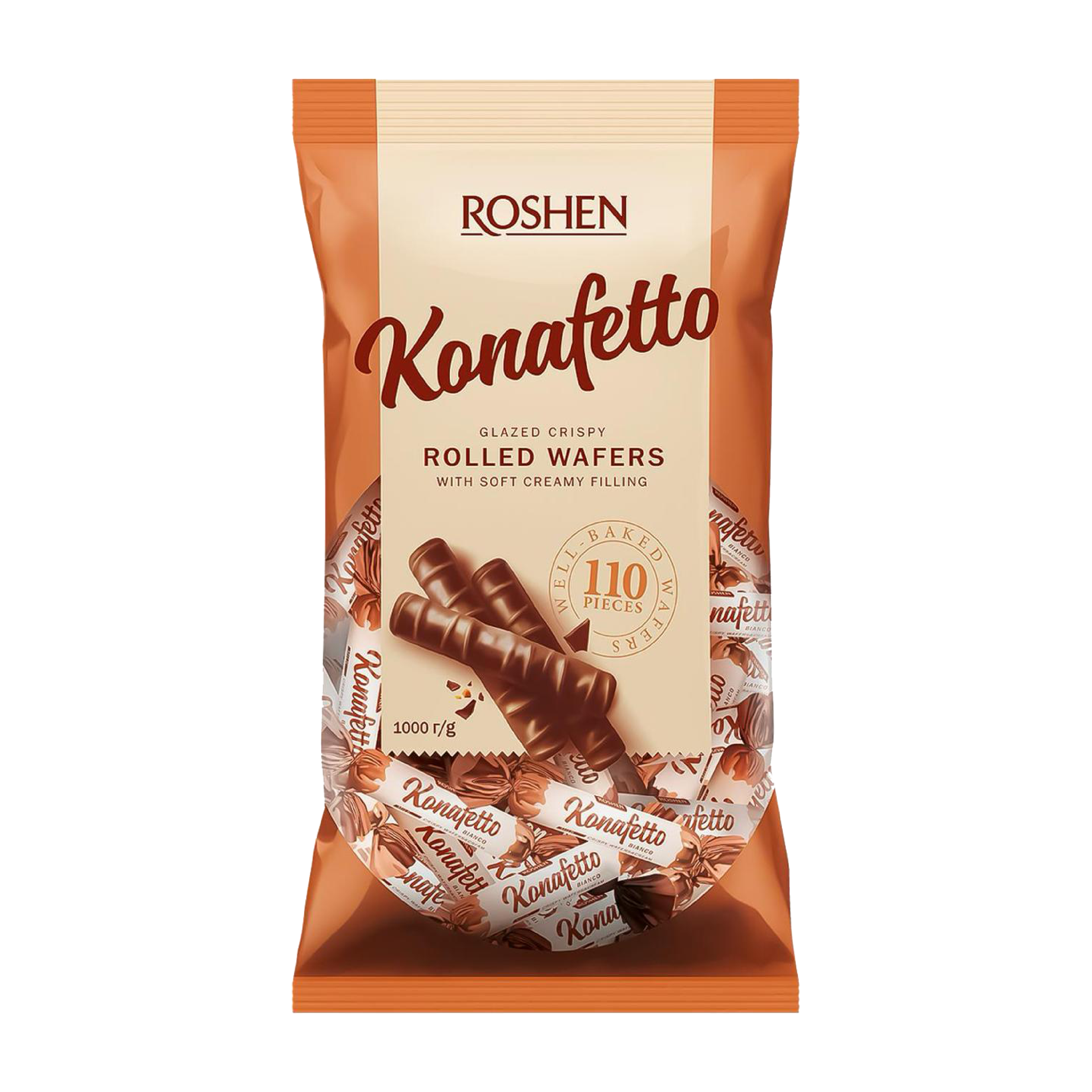 ROSHEN Konafetto Rolled wafer Covered in chocolate and filled with hazelnut cream (1kg)