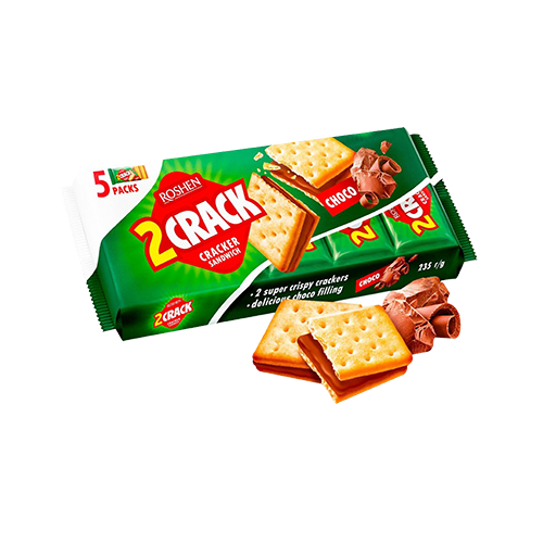 ROSHEN 2 CRACK cracker sandwich with chocolate paste (38g) - 5 Pieces per pack