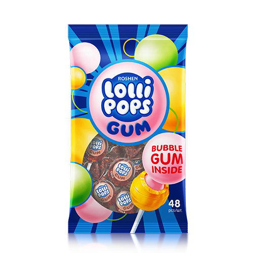 ROSHEN Lollipops Cola Caramel with bubble gum inside (920g) - 48 Pieces per bag
