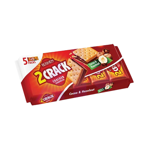 ROSHEN 2 CRACK cracker sandwich with hazelnut paste (38g) - 5 Pieces per pack