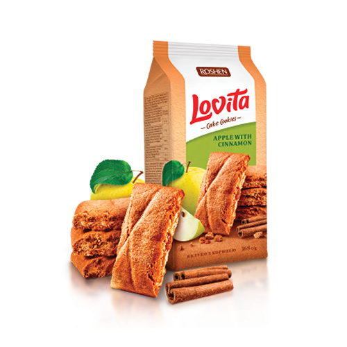 ROSHEN Lovita cake cookies with apple and cinnamon filling (168g)