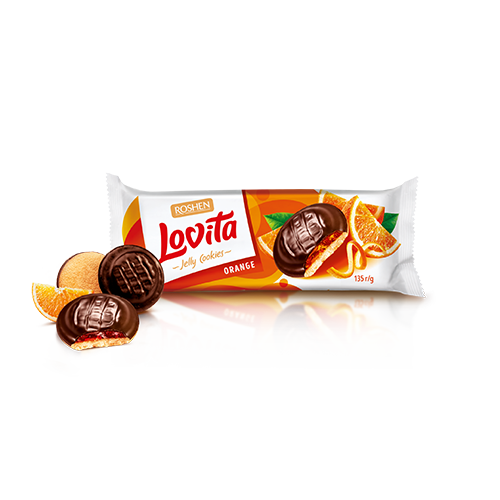 ROSHEN Lovita Biscuit cookies filled with orange jelly and coated with chocolate (135g)