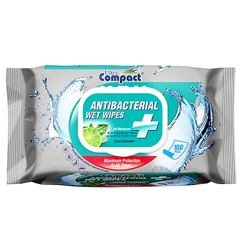 ULTRA COMPACT Antibacterial Wet Wipes 100 sheets