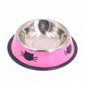 Stainless Steel Cat Bowl – Colorful Non‑Slip Food & Water Dish
