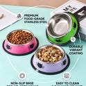 Stainless Steel Cat Bowl – Colorful Non‑Slip Food & Water Dish