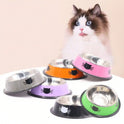 Stainless Steel Cat Bowl – Colorful Non‑Slip Food & Water Dish