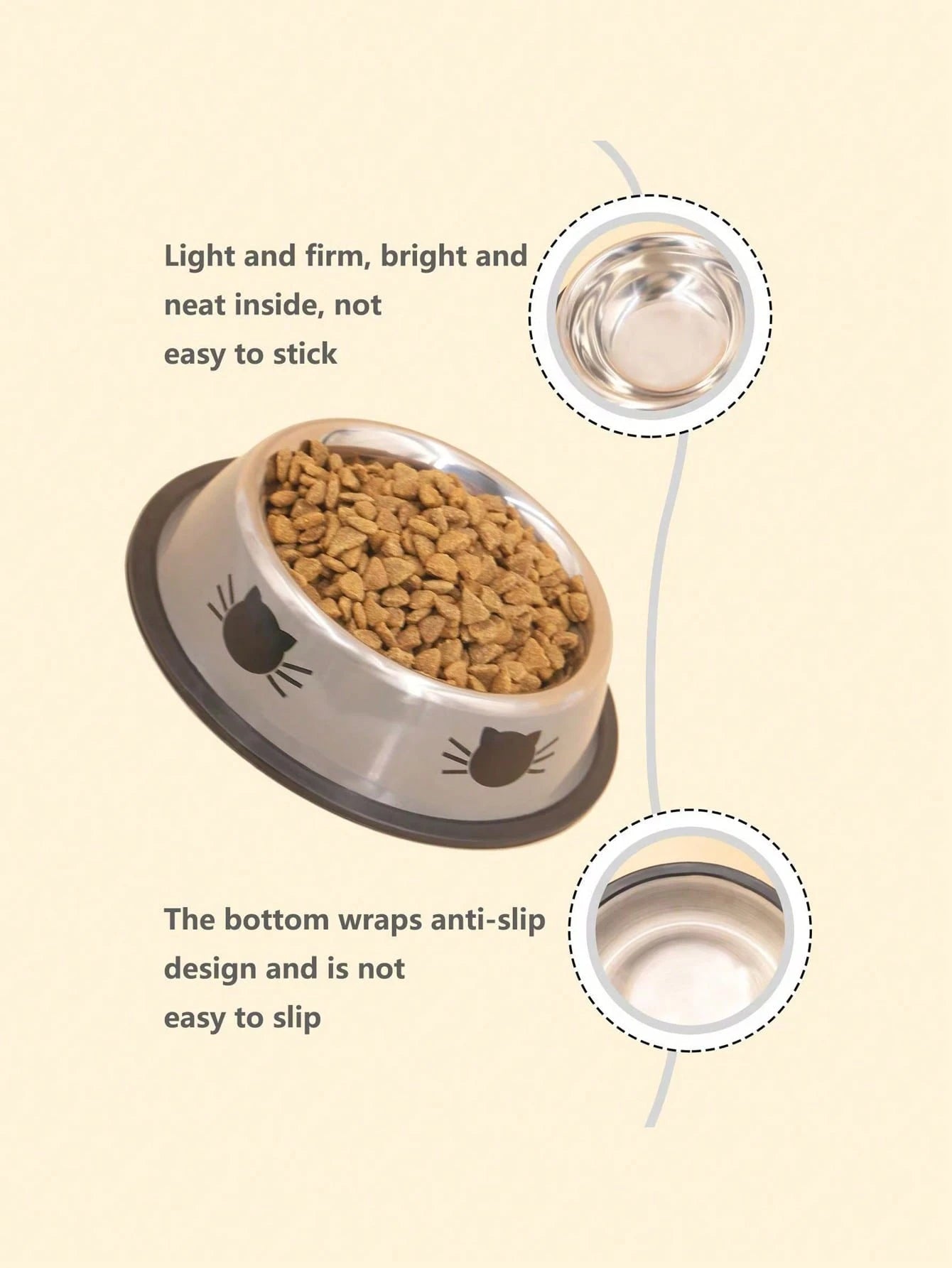 Stainless Steel Cat Bowl – Colorful Non‑Slip Food & Water Dish