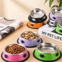 Stainless Steel Cat Bowl – Colorful Non‑Slip Food & Water Dish