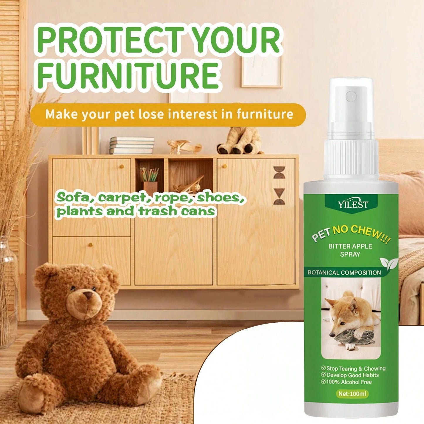 Anti-Chewing Pet Spray – Cat & Dog Training & Deterrent Spray