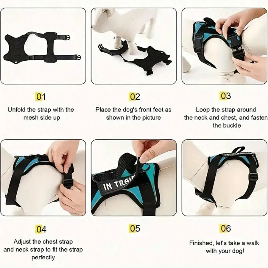 Shockproof Reflective Dog Harness – Adjustable Vest for Small, Medium & Large Dogs