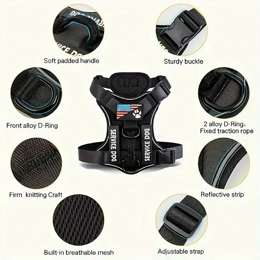 Shockproof Reflective Dog Harness – Adjustable Vest for Small, Medium & Large Dogs