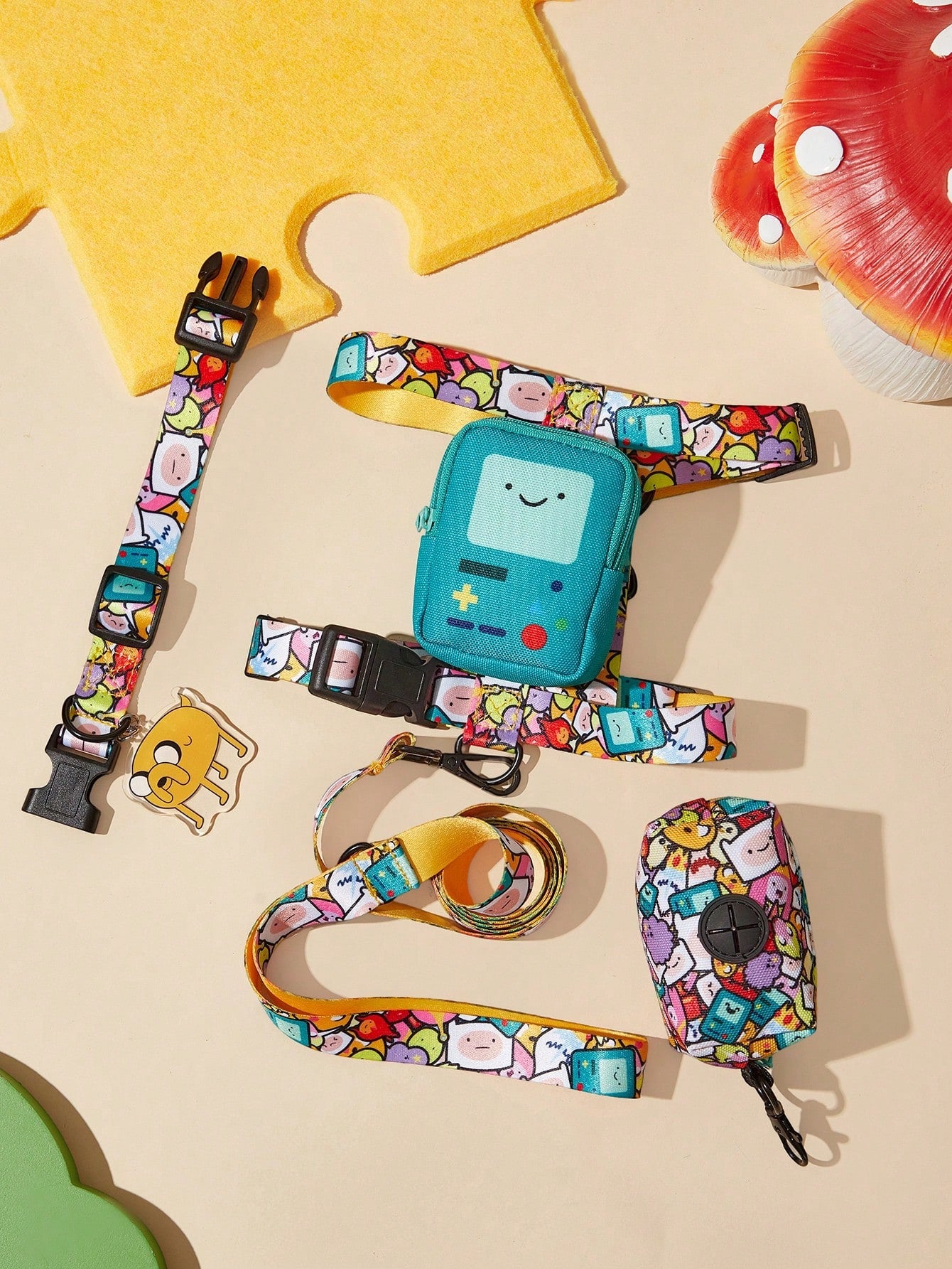 Adventure Time Pet Harness & Leash Set | Adjustable Dog & Cat Walking Set