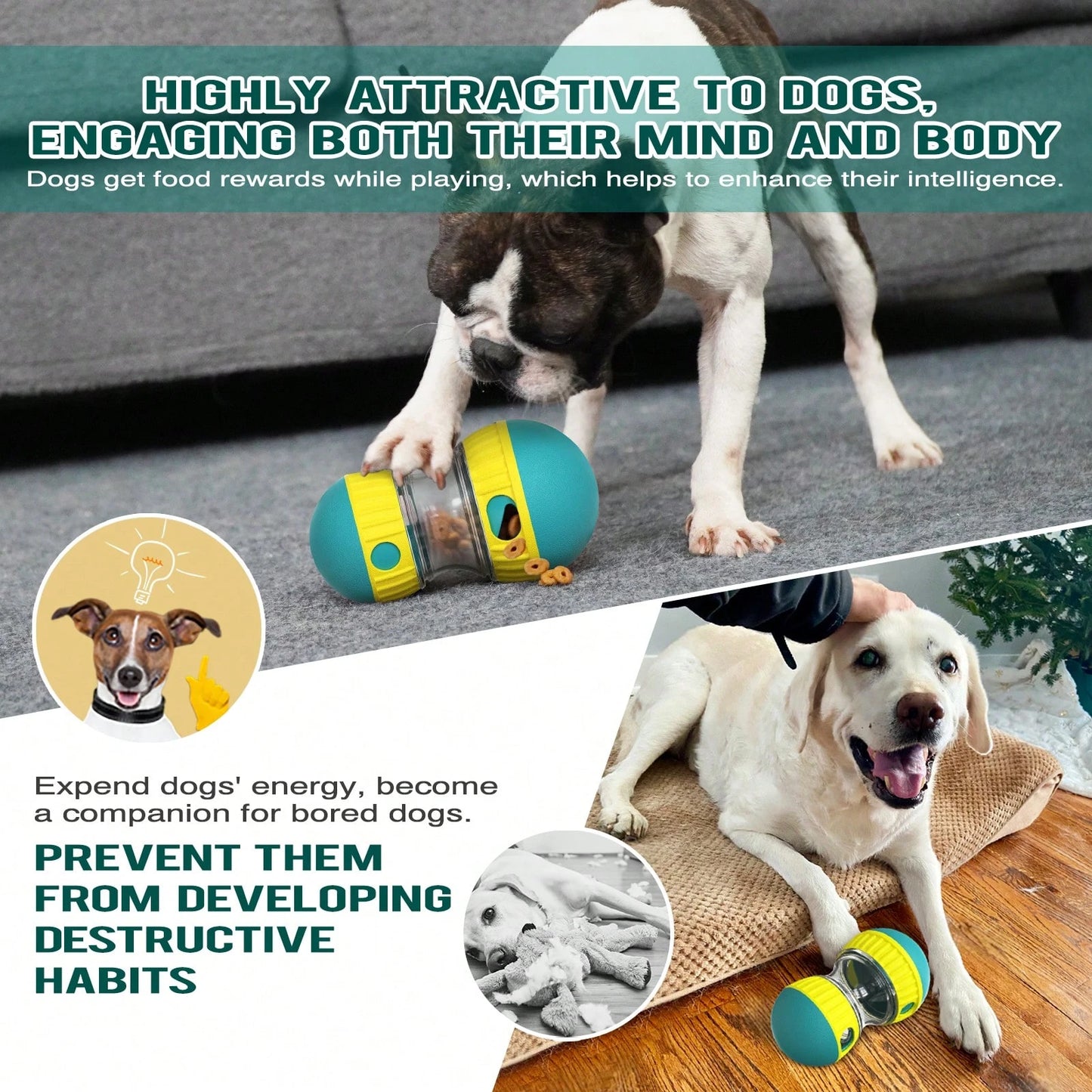 Interactive Dog Toy – Treat Dispenser Puzzle Ball & Food Feeder for All Breeds