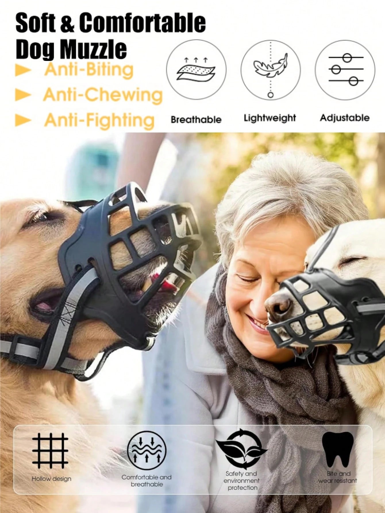 Soft Plastic Dog Muzzle – Anti‑Bite Pet Mask for Safe Outdoor Use