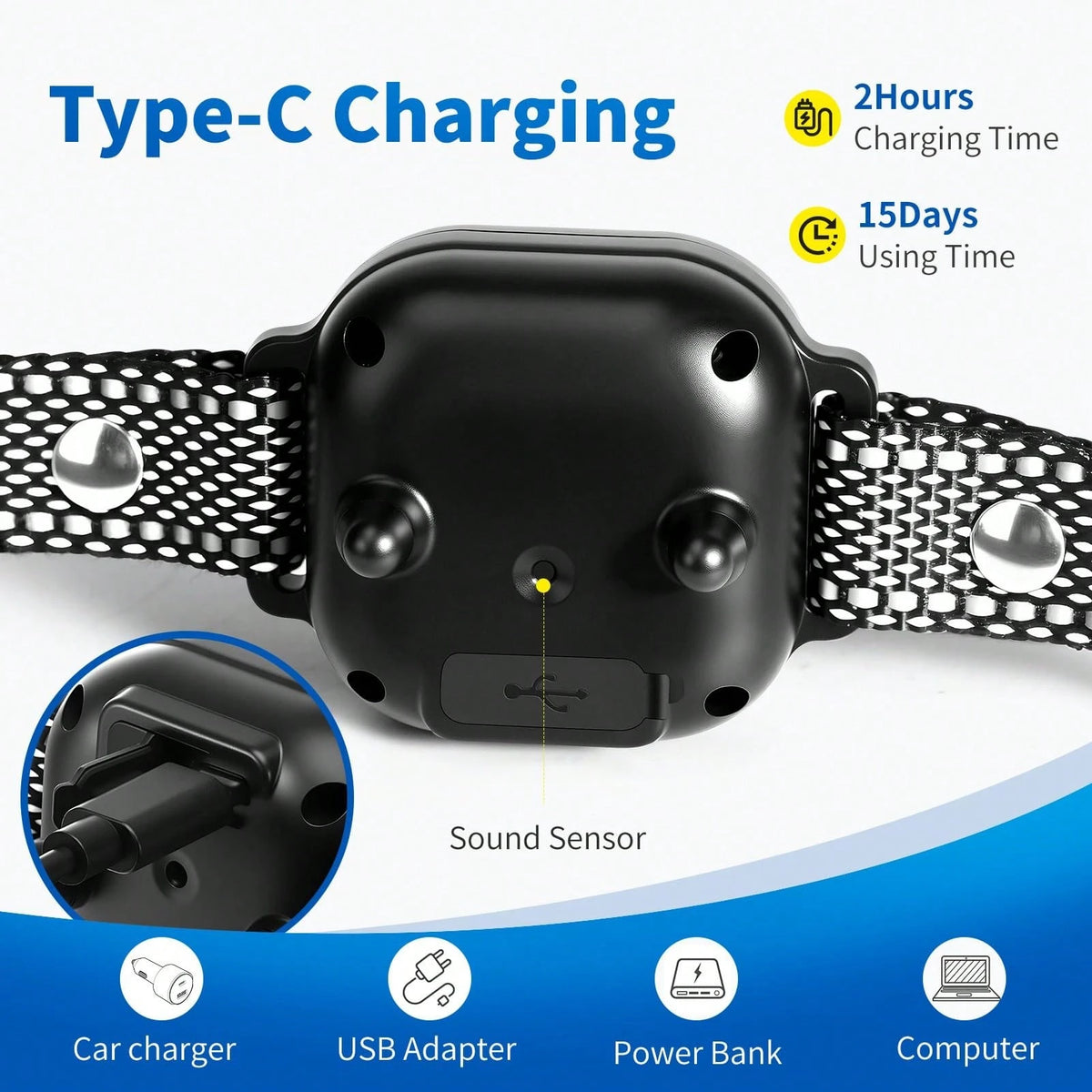 Smart Anti-Bark Collar for Dogs | Rechargeable & Waterproof