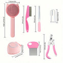8-Piece Cat & Dog Grooming Kit | Self-Cleaning Brush & Nail Care Set