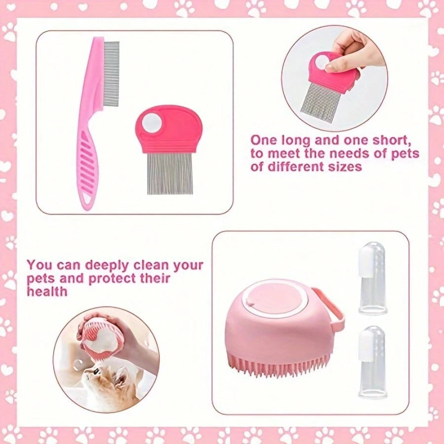 8-Piece Cat & Dog Grooming Kit | Self-Cleaning Brush & Nail Care Set