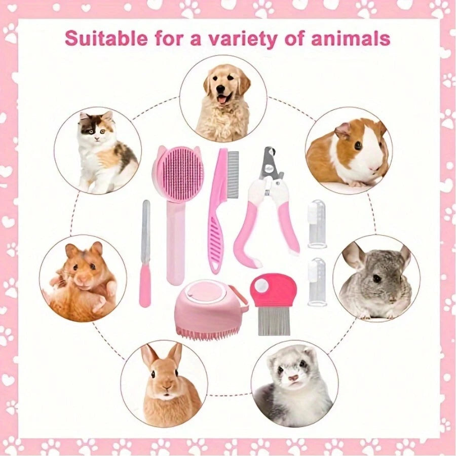 8-Piece Cat & Dog Grooming Kit | Self-Cleaning Brush & Nail Care Set