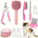 8-Piece Cat & Dog Grooming Kit | Self-Cleaning Brush & Nail Care Set