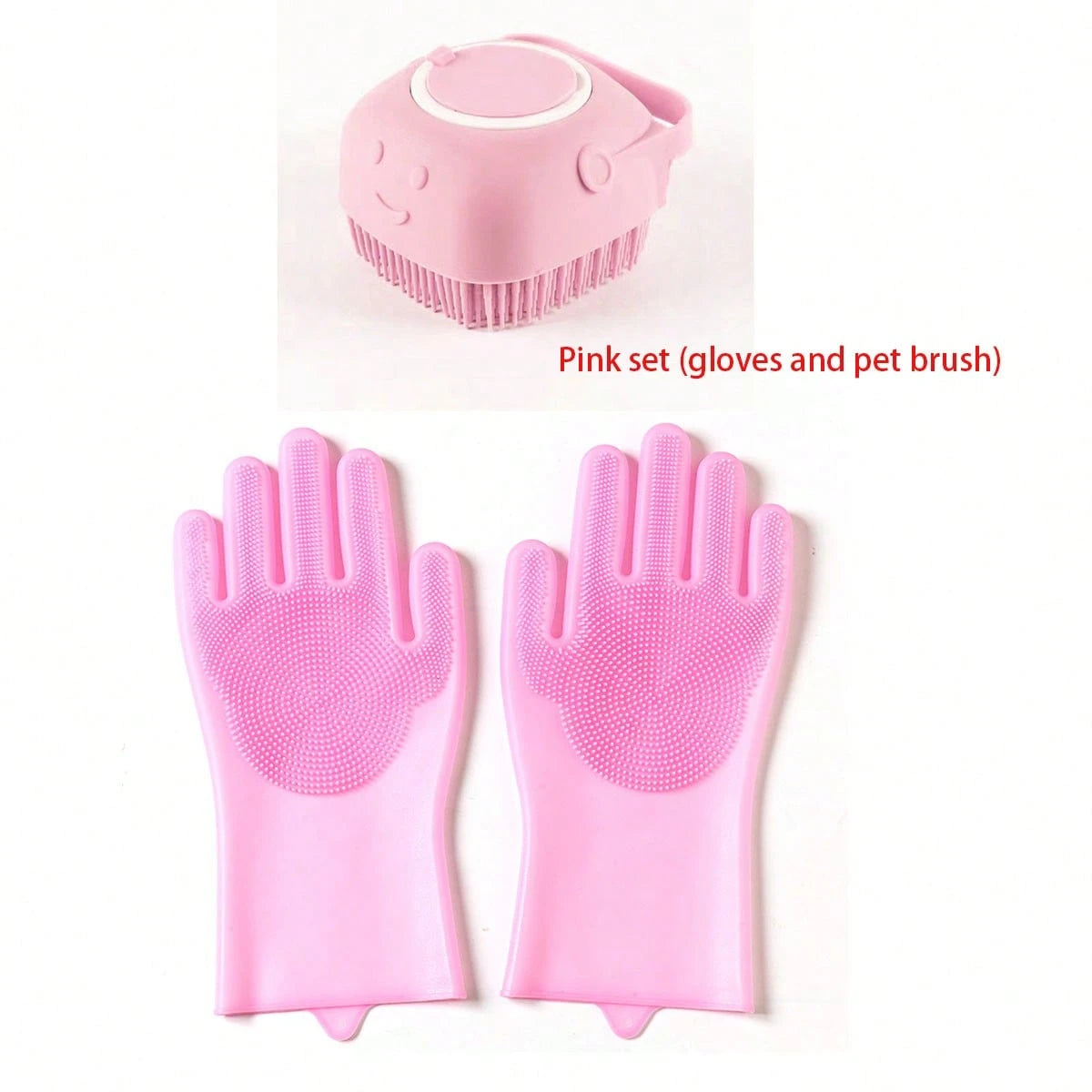 Silicone Pet Massage Grooming Glove with Bath Brush Shampoo Dispenser for dogs