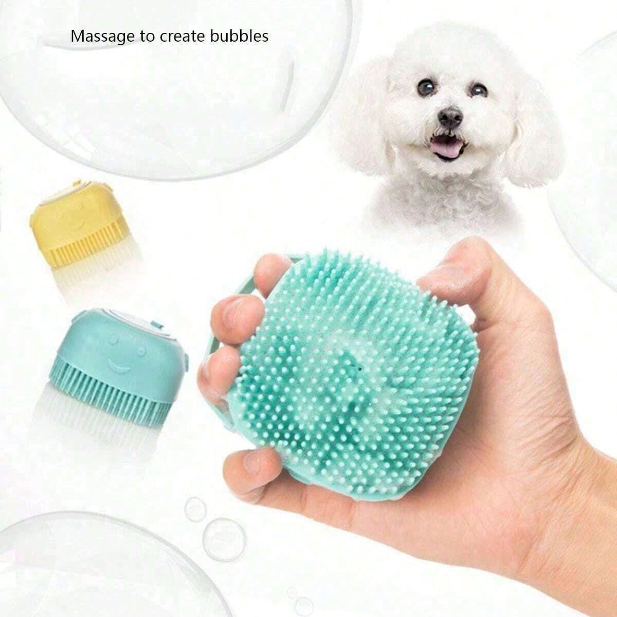 Silicone Pet Massage Grooming Glove with Bath Brush Shampoo Dispenser for dogs