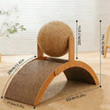 Wooden Cat Scratcher | Arch Bridge Scratching Pad with Sisal Ball