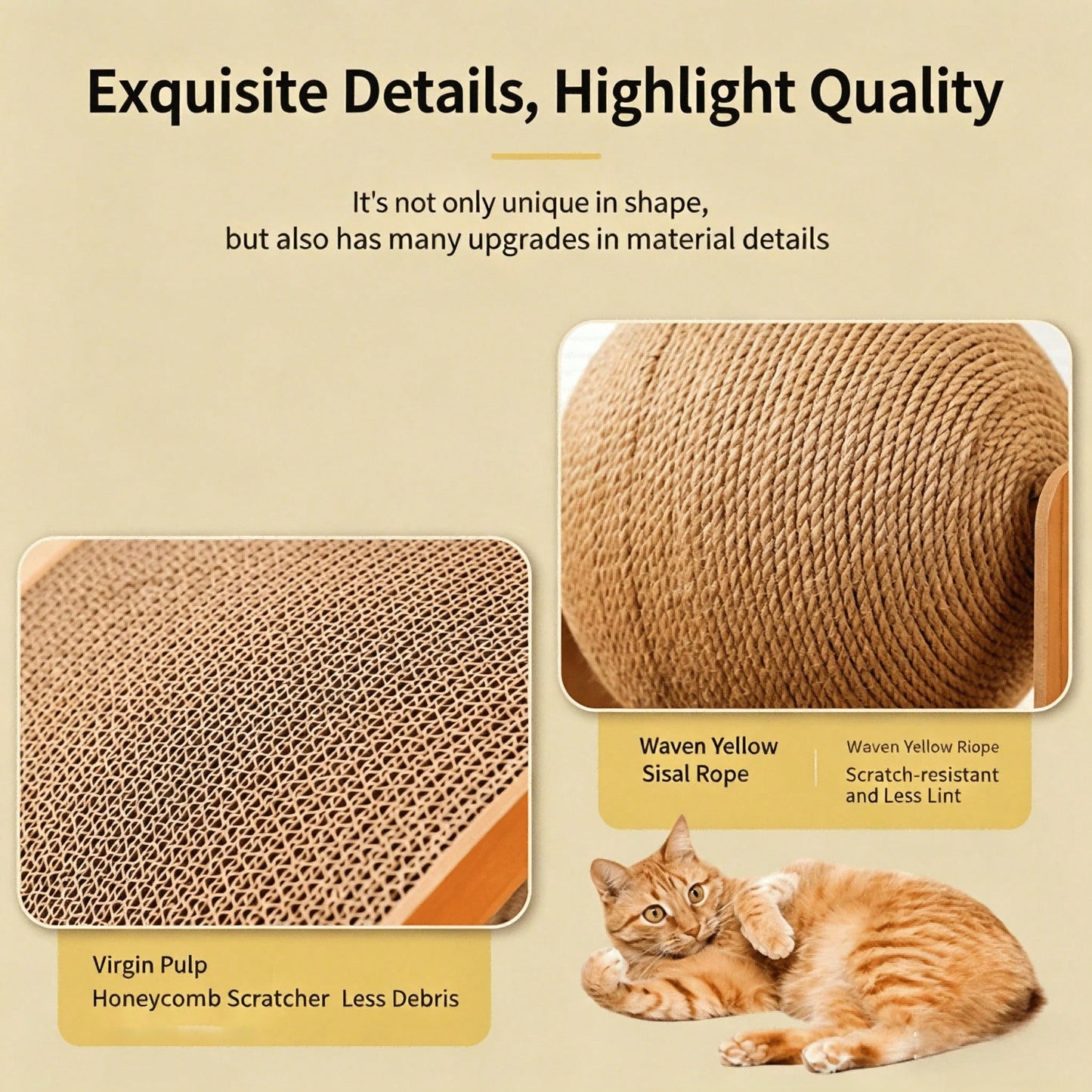 Wooden Cat Scratcher | Arch Bridge Scratching Pad with Sisal Ball