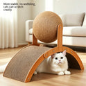 Wooden Cat Scratcher | Arch Bridge Scratching Pad with Sisal Ball