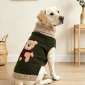 Bear Embroidered Dog Sweater – Warm Knitted Turtleneck Winter Pet Clothes for Small & Large Dogs