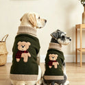 Bear Embroidered Dog Sweater – Warm Knitted Turtleneck Winter Pet Clothes for Small & Large Dogs