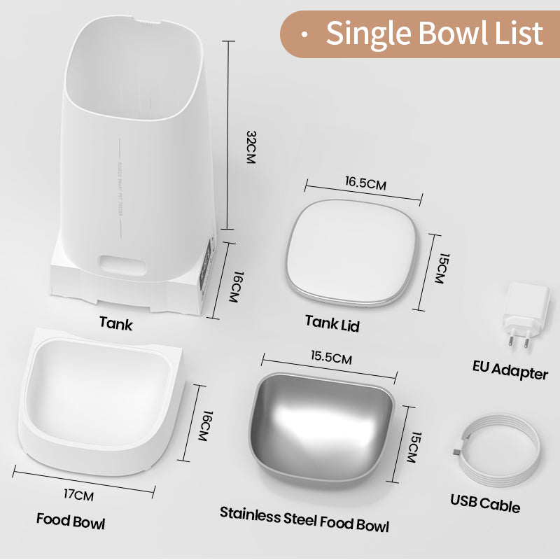 ROJECO 4L Automatic Pet Feeder | Button Version, Single Bowl