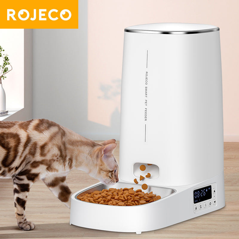 ROJECO 4L Automatic Pet Feeder | Button Version, Single Bowl