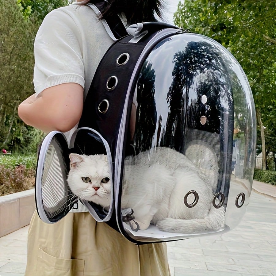 Transparent Space Capsule Pet Backpack – Hard Shell Breathable Carrier for Cats & Dogs