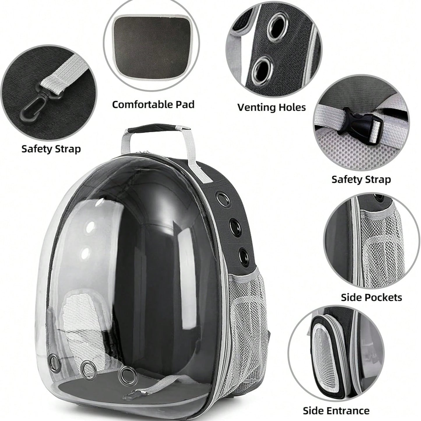 Transparent Space Capsule Pet Backpack – Hard Shell Breathable Carrier for Cats & Dogs