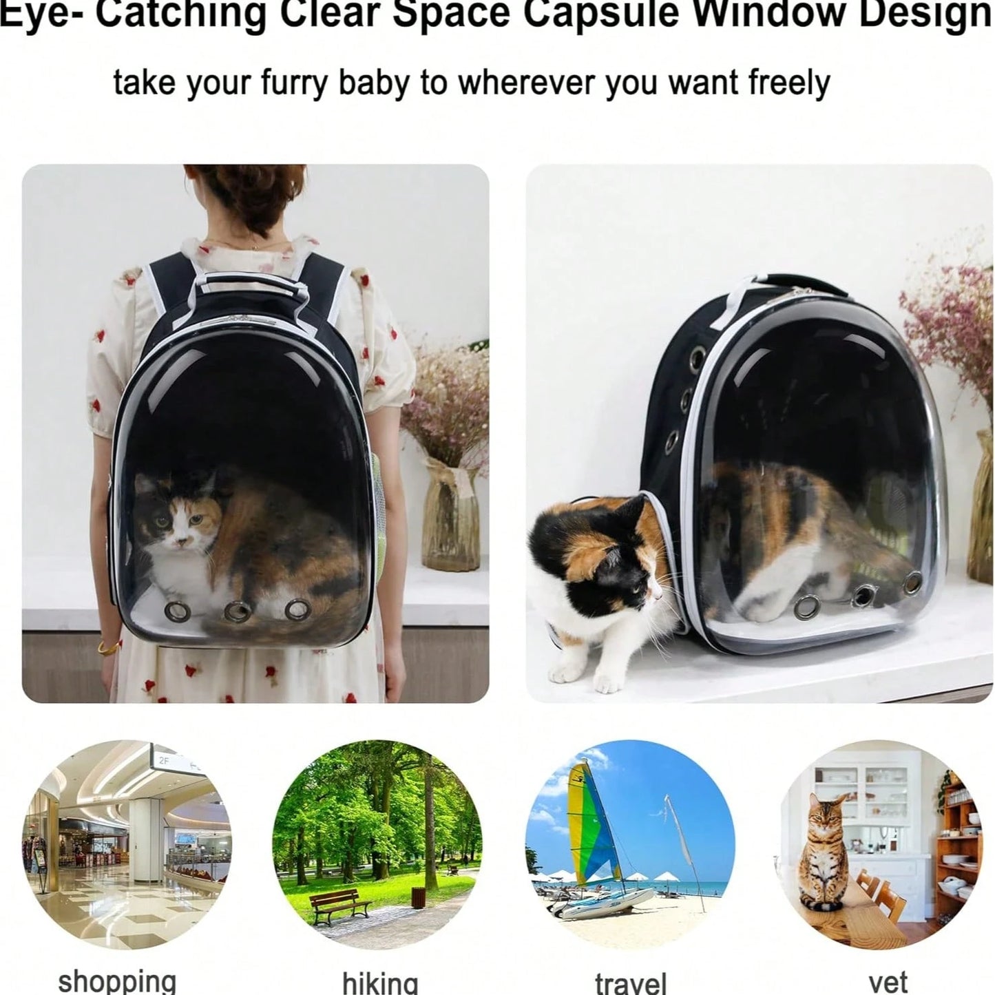 Transparent Space Capsule Pet Backpack – Hard Shell Breathable Carrier for Cats & Dogs