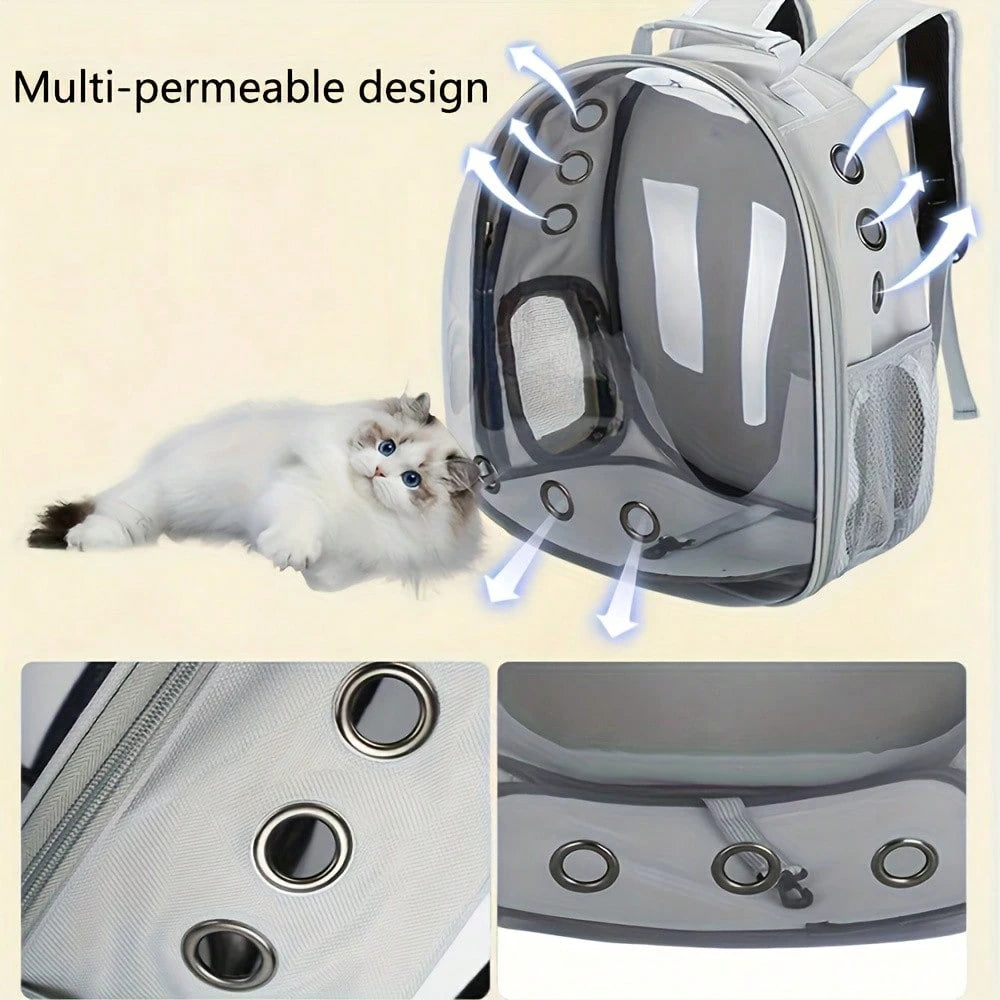 Transparent Space Capsule Pet Backpack – Hard Shell Breathable Carrier for Cats & Dogs