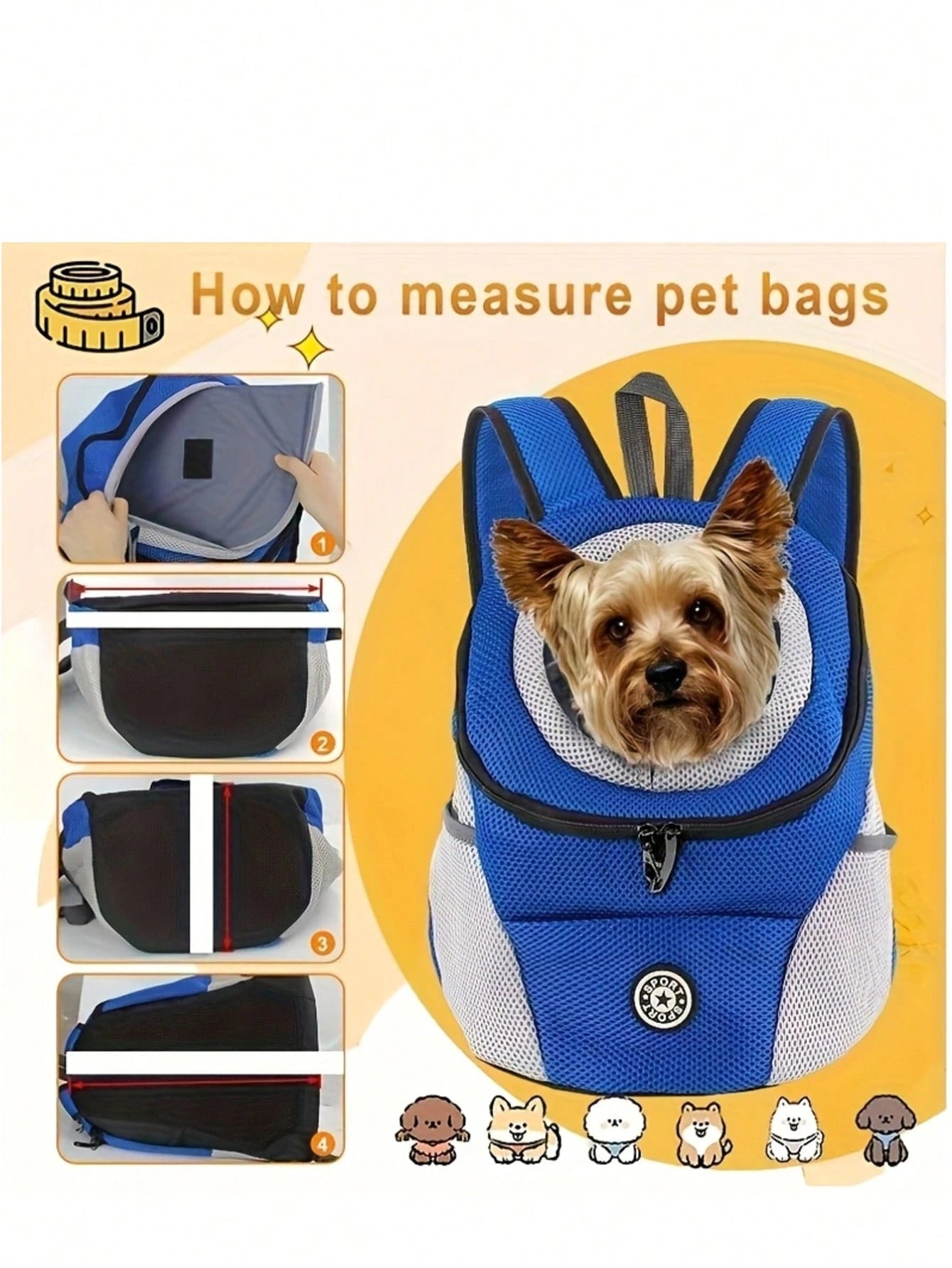 Pet Carrier Backpack for Small Dogs & Cats | Breathable Travel Bag