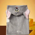 TOM & JERRY Embroidered Cat Face Plush Hooded Pet Bathrobe – Soft, Absorbent & Comfortable