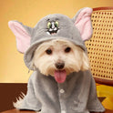 TOM & JERRY Embroidered Cat Face Plush Hooded Pet Bathrobe – Soft, Absorbent & Comfortable