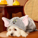 TOM & JERRY Embroidered Cat Face Plush Hooded Pet Bathrobe – Soft, Absorbent & Comfortable