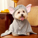 TOM & JERRY Embroidered Cat Face Plush Hooded Pet Bathrobe – Soft, Absorbent & Comfortable