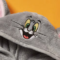 TOM & JERRY Embroidered Cat Face Plush Hooded Pet Bathrobe – Soft, Absorbent & Comfortable