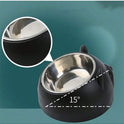 Elevated Stainless Steel Cat Bowl – 2‑in‑1 Inclined Food & Water Dish with Cute Ear Stand