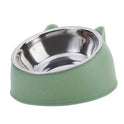 Elevated Stainless Steel Cat Bowl – 2‑in‑1 Inclined Food & Water Dish with Cute Ear Stand