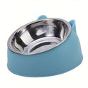Elevated Stainless Steel Cat Bowl – 2‑in‑1 Inclined Food & Water Dish with Cute Ear Stand