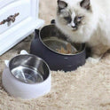 Elevated Stainless Steel Cat Bowl – 2‑in‑1 Inclined Food & Water Dish with Cute Ear Stand