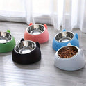 Elevated Stainless Steel Cat Bowl – 2‑in‑1 Inclined Food & Water Dish with Cute Ear Stand