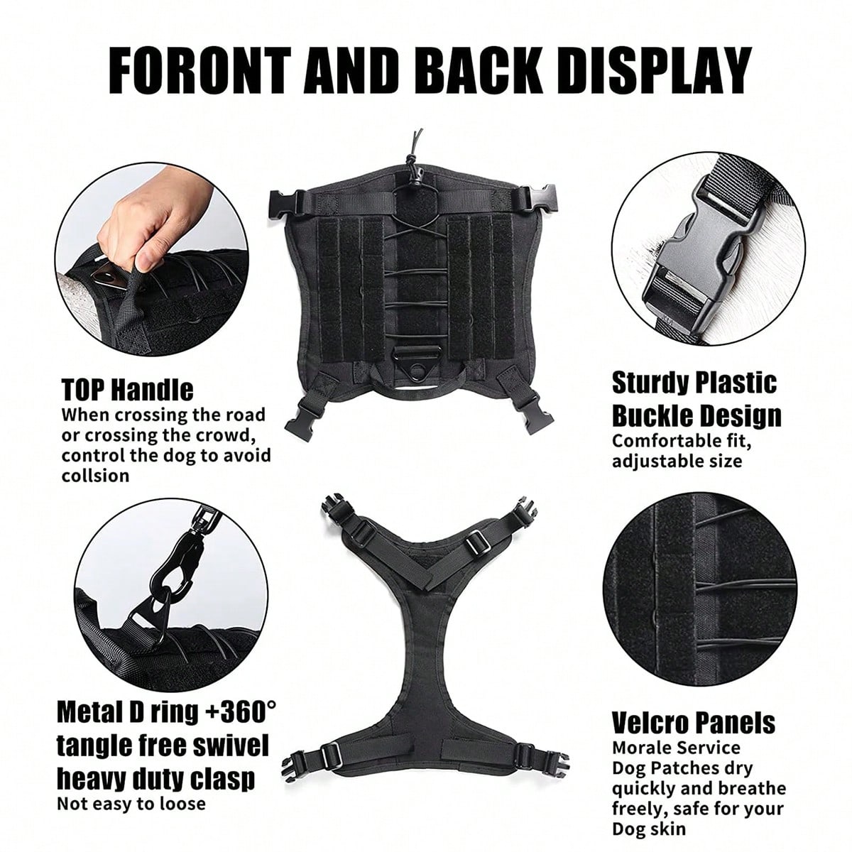 Tactical Dog Harness & Leash Set with Handle for Training & Walking